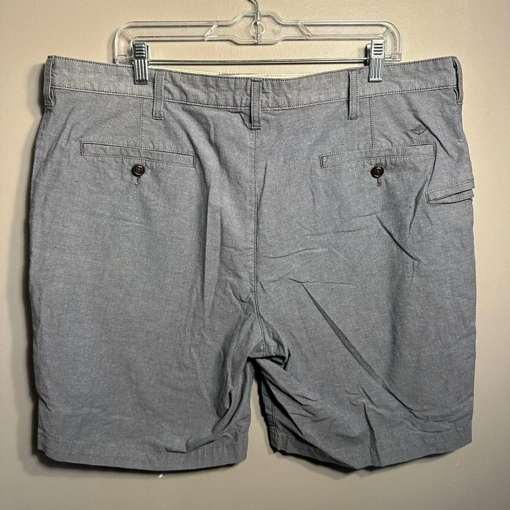 Dockers Shorts Mens 40 Blue Chambray Cotton Chino Flat Front 9 Inseam Casual